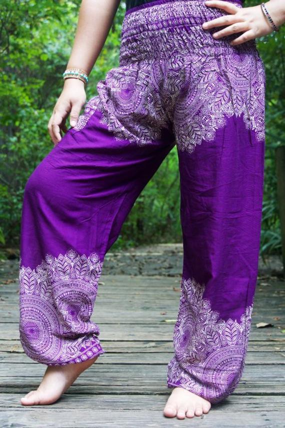 Purple Floral Womens Boho Pants Hippie Pants Yoga – VacationGrabs