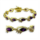 Elegant purple gemstone gold bracelet featuring lovely purple stones set in gold links