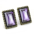 Purple gemstone statement earrings with a vintage gold rope frame for elegant looks