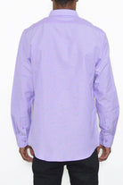 Men's purple long sleeve button down shirt from VacationGrabs with a stylish fit