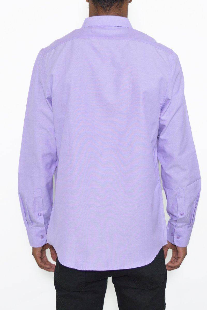 Men's purple long sleeve button down shirt from VacationGrabs with a stylish fit