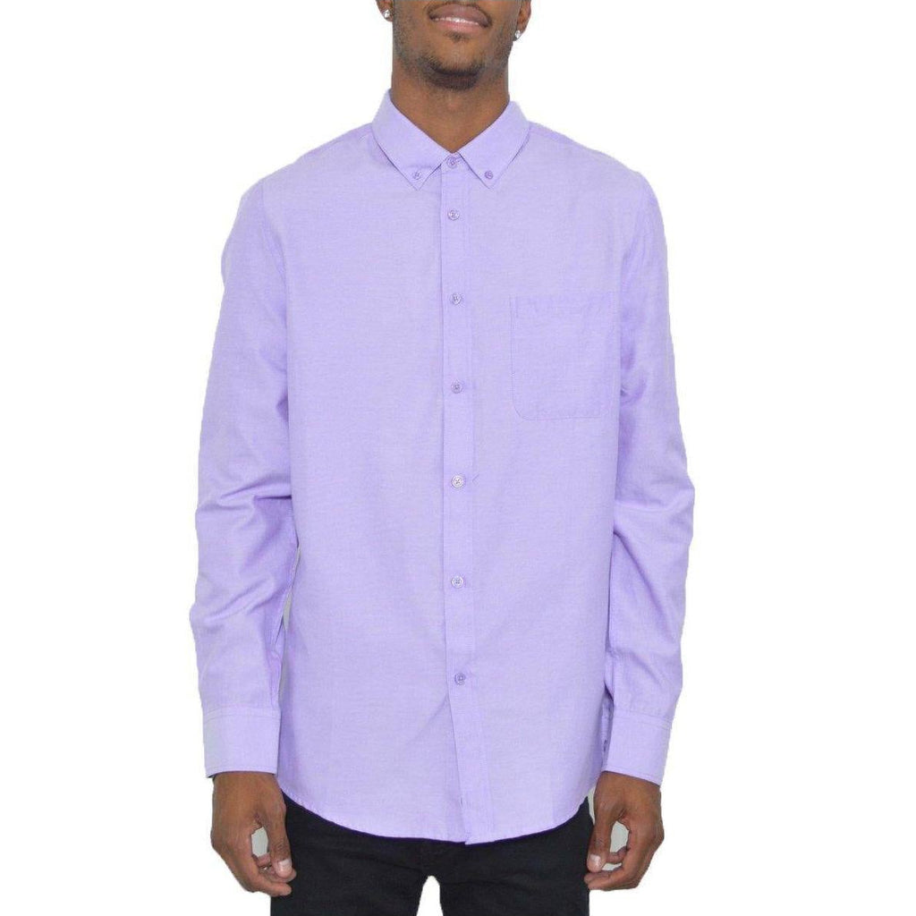 Purple long sleeve button down shirt by VacationGrabs with a classic fit and pocket detail