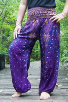Women's Pants Purple Peacock Harem Pants Womens Boho Hippie Pants