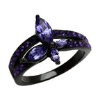 Stunning women's ring featuring purple synthetic crystal jewelry in a butterfly design