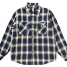 Navy and white checked quilted flannel shirt by VacationGrabs with two front pockets
