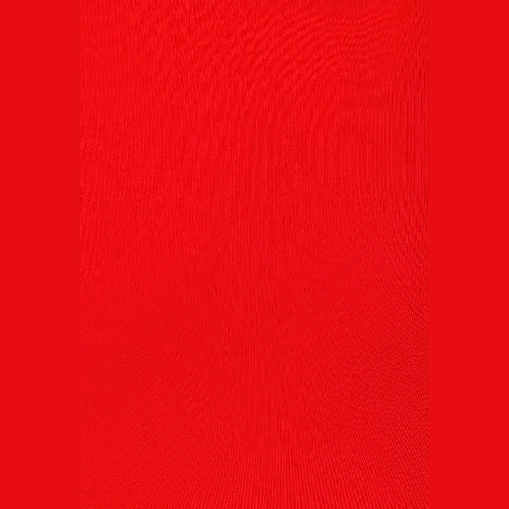 Close-up of vibrant red fabric for red side slit summer dress by VacationGrabs