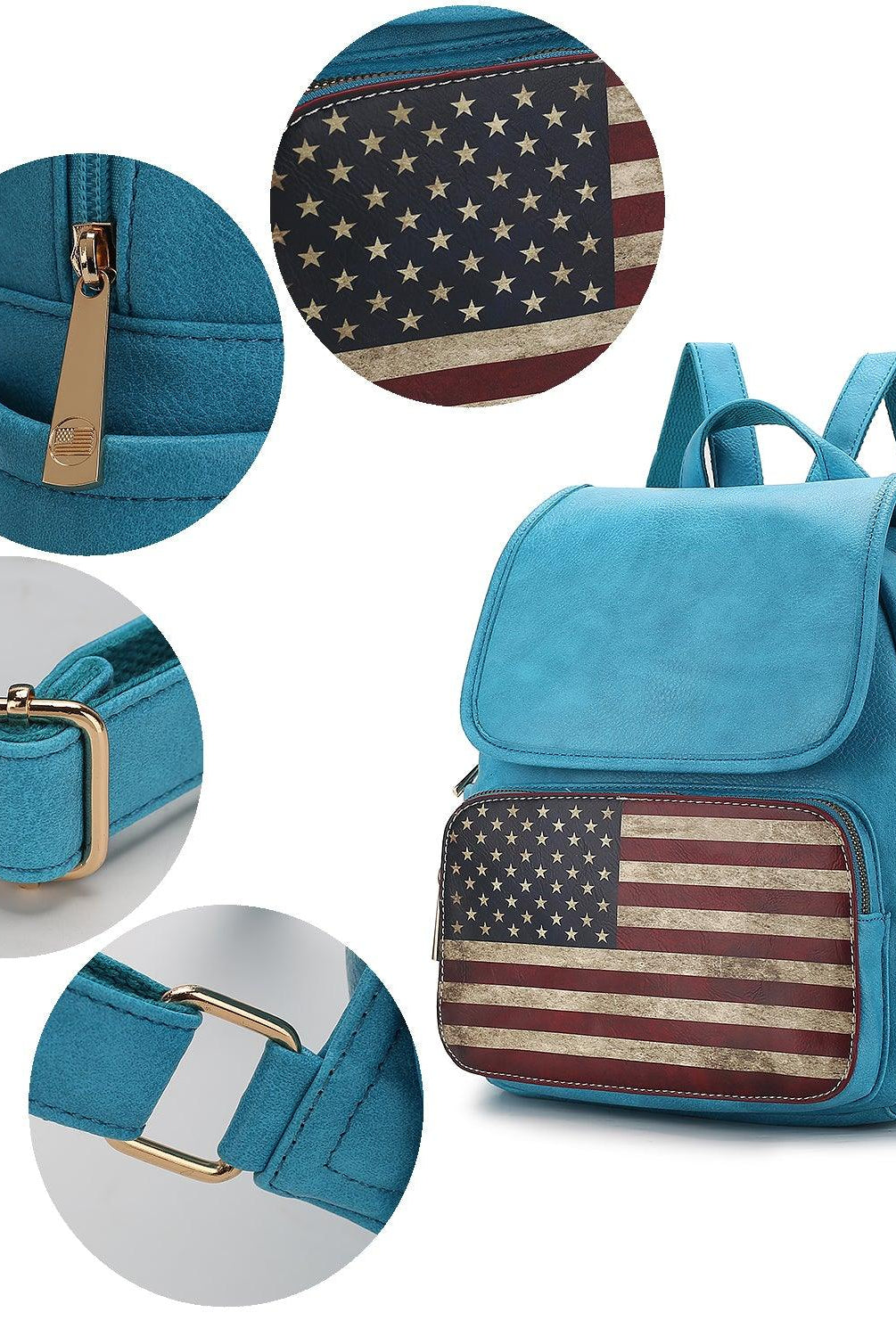 Luggage & Bags - Backpacks Regina Printed Flag Vegan Leather Women Backpack
