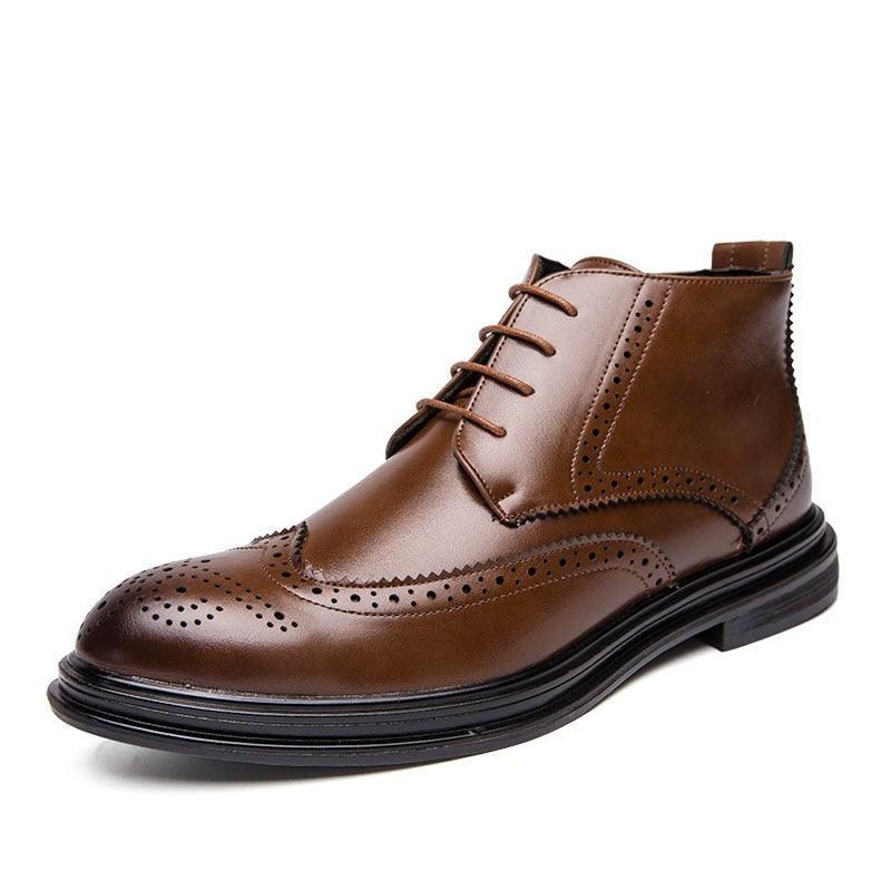 Men's Shoes Retro Men Ankle Shoes Quality Leather Lace-Up Oxford Inside...
