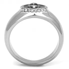 Stylish rhinestone skull ring for men with a polished silver finish and sparkling details