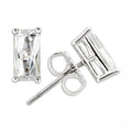 Rhodium 925 sterling silver earrings with elegant clear rectangular stones for a chic look
