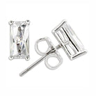 Rhodium 925 sterling silver earrings with elegant clear rectangular stones for a chic look