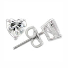 Rhodium 925 sterling silver stud earrings with heart-shaped sparkling clear crystals