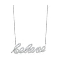 Rhodium brass believe necklace with sparkling accents for a stylish touch