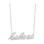 Rhodium brass believe necklace with sparkling accents for a stylish touch
