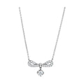 Rhodium brass bow necklace with sparkling embellishments for elegant occasions