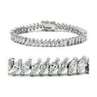 Elegant rhodium brass bracelet for women featuring a sparkling design with clear stones