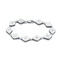Rhodium brass geometric bracelet featuring sparkling crystals in a stylish design