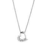 Rhodium brass heart necklace for women with sparkling rhinestones, perfect for any occasion.