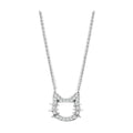 Rhodium brass jewelry for women featuring a sparkling cat-shaped pendant necklace