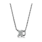Rhodium brass jewelry chain pendant featuring sparkling XO design for a chic look