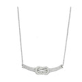 Elegant rhodium brass necklace for women with intertwined design and sparkling accents