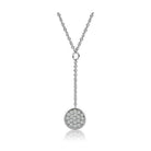 Elegant rhodium brass necklace for women featuring a sparkling pendant in a circular design