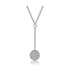 Elegant rhodium brass necklace for women featuring a sparkling pendant in a circular design