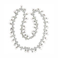 Elegant rhodium brass pearl necklace featuring sparkling accents and a sophisticated design