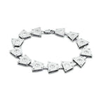 Rhodium brass statement bracelet with sparkling crystal accents for a stylish look