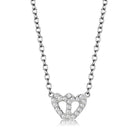 Rhodium crystal heart necklace featuring a sparkling heart pendant on a delicate chain