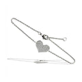 Rhodium heart bracelet for women with sparkling accents on a delicate chain