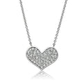 Rhodium heart pendant necklace adorned with sparkling stones for a elegant look