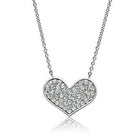 Rhodium heart pendant necklace adorned with sparkling stones for a elegant look