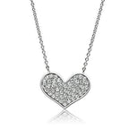 Rhodium heart pendant necklace adorned with sparkling stones for a elegant look