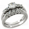 Stunning rhodium plated silver promise ring with a central gemstone and accent stones for a glamorous look
