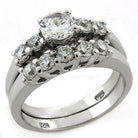 Stunning rhodium plated silver promise ring with a central gemstone and accent stones for a glamorous look