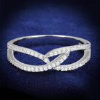 Rhodium plated silver ring for women with a sleek design and sparkling stones for elegance