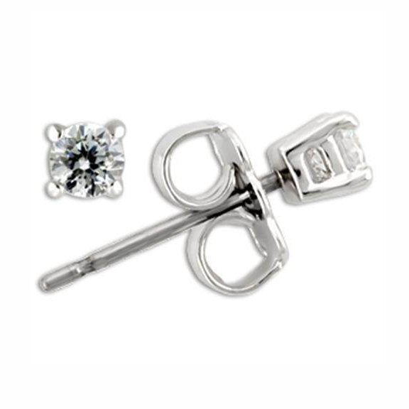 Rhodium plated sterling silver earrings featuring a stunning round cubic zirconia design perfect for any occasion