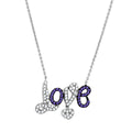 VacationsGrabs Women's Necklace featuring a rhodium ruthenium brass pendant with sparkling stones spelling love