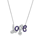 VacationsGrabs Women's Necklace featuring a rhodium ruthenium brass pendant with sparkling stones spelling love