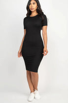 Women's Dresses Ribbed Bodycon Midi Dress - Black