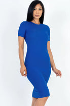 Women's Dresses Ribbed Bodycon Midi Dress - Blue
