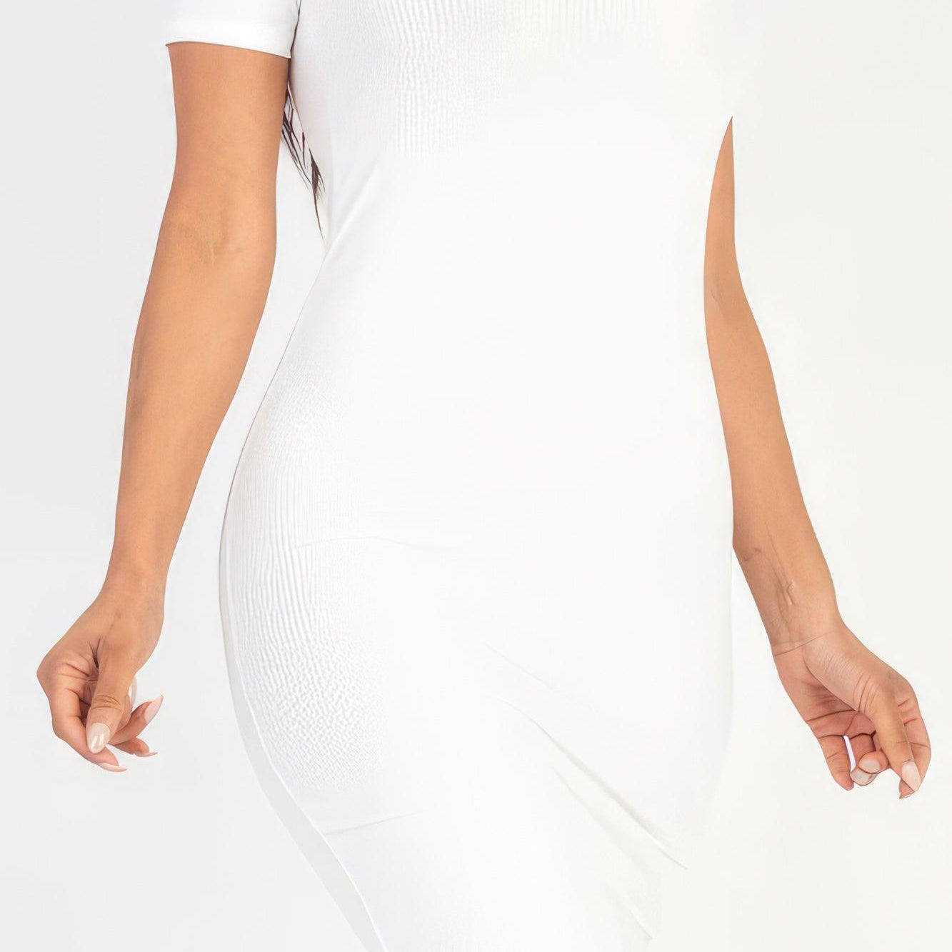 Women's Dresses Ribbed Bodycon Midi Dress - White