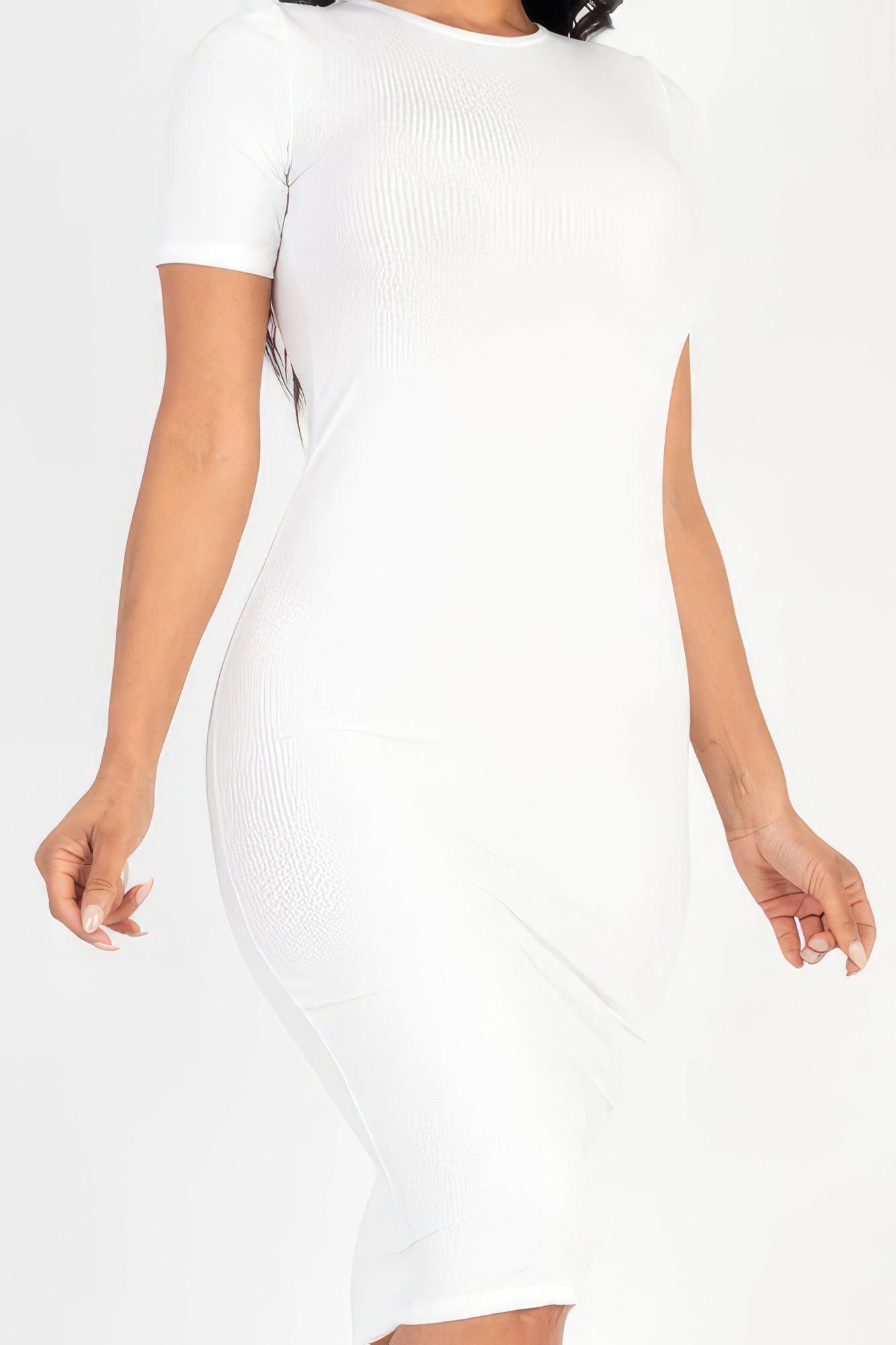 Women's Dresses Ribbed Bodycon Midi Dress - White