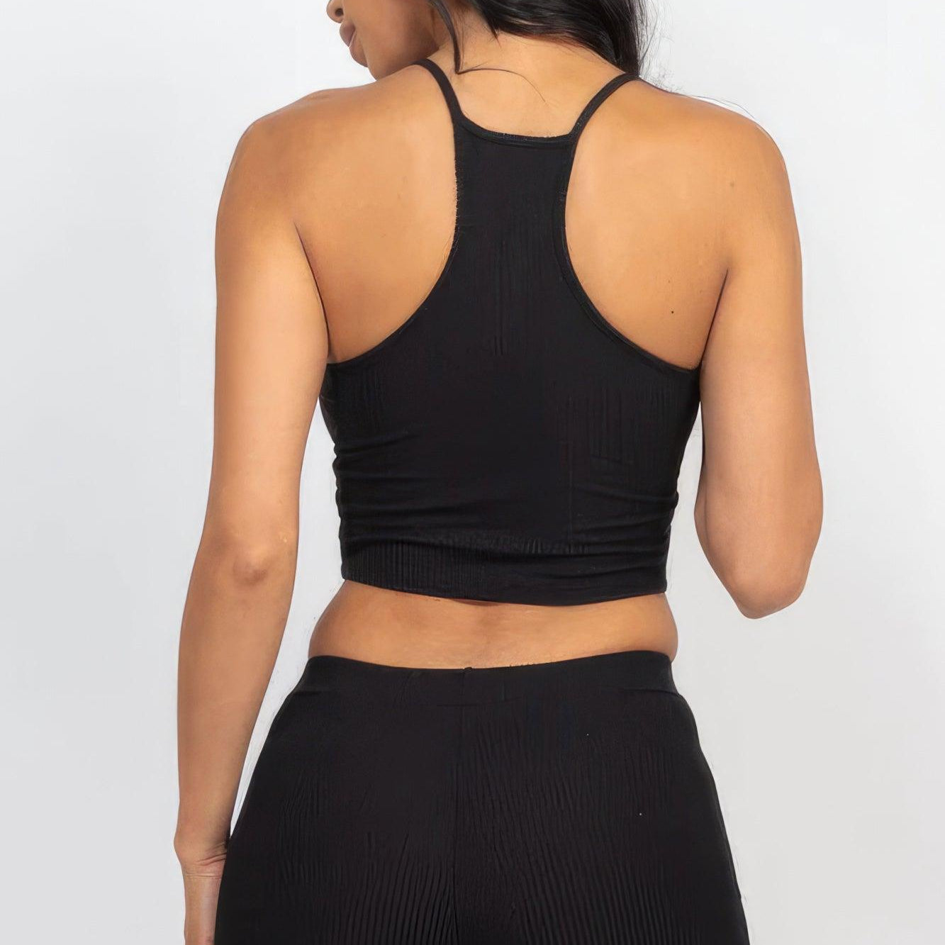 Women's Sleepwear/Loungewear Ribbed Crop Cami Top & Shorts Set