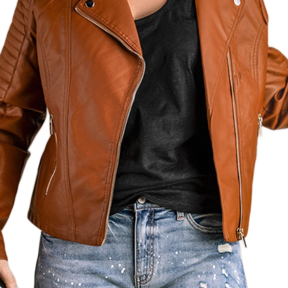 Women's Coats & Jackets Ribbed Faux Leather Jacket