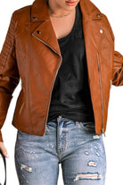 Women's Coats & Jackets Ribbed Faux Leather Jacket