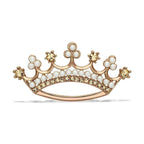 VacationGrabs rose gold crown brooch for women adorned with pearls and sparkling gems