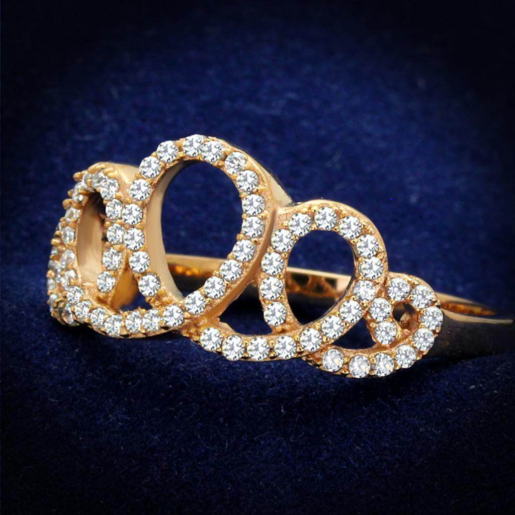 Rose gold fashion ring for women with sparkling cubic zirconia stones in a stylish design