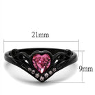 Rose tiara crystal ring with a pink heart gemstone and delicate design for women's jewelry